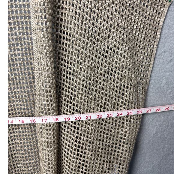 Eileen Fisher Organic Linen Délavé Long Cardigan Crochet Stitch Size L/XL NWT - Picture 3 of 9